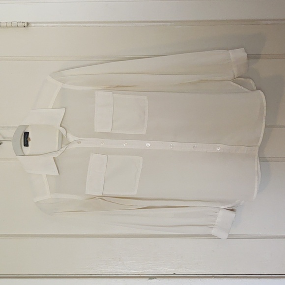 Spense White Button Down Blouse Sz M - Picture 1 of 6
